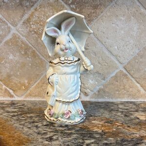 Charming K’s Collection Ceramic Bunny Figurine with Umbrella